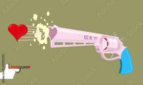 Arms of love. Magnum love. Colt Gun shoots hearts. Valentines da