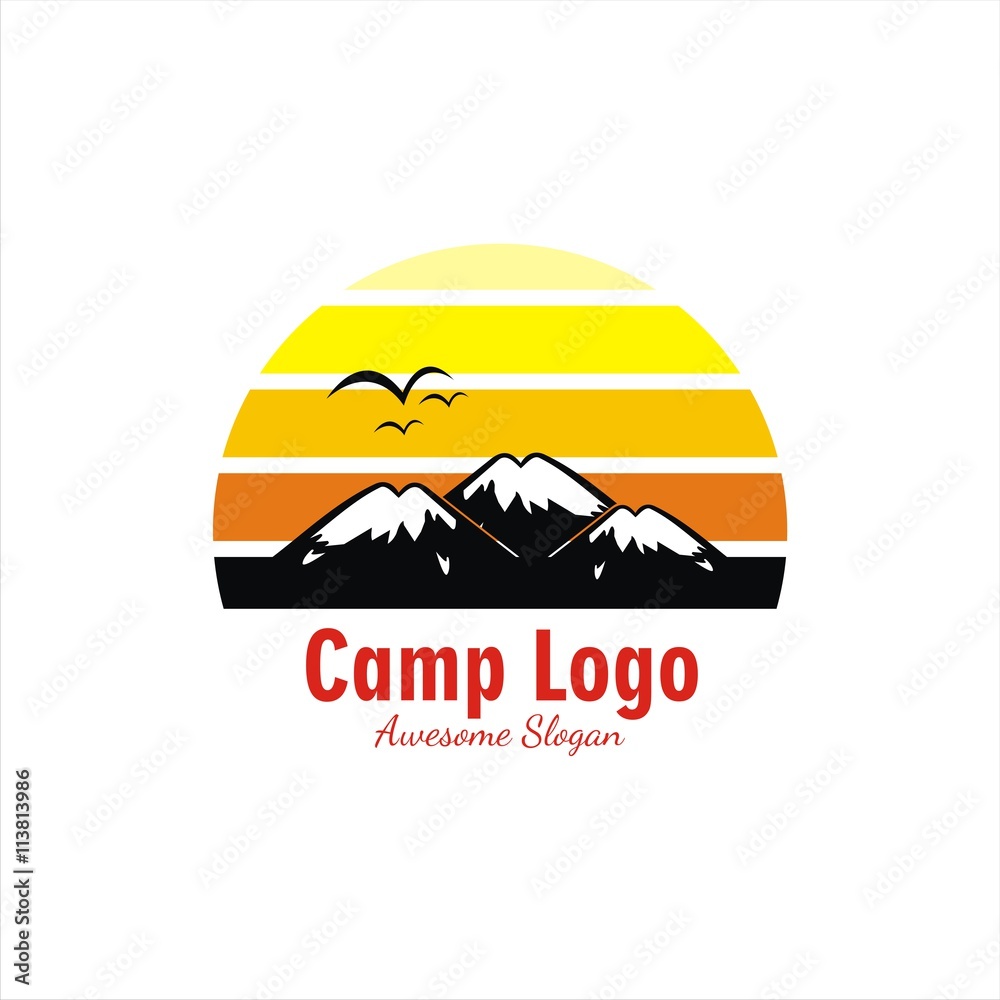 Mountain Nature Camp Logo Template