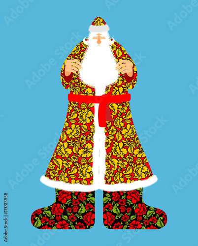 Russian Santa Claus. Grandfather Frost. Cloak in traditional orn