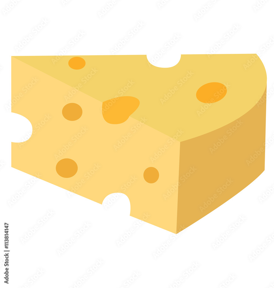 A delicious slice of cheese - a simple image, suitable for icons A delicious slice of cheese - a simple image, suitable for icons