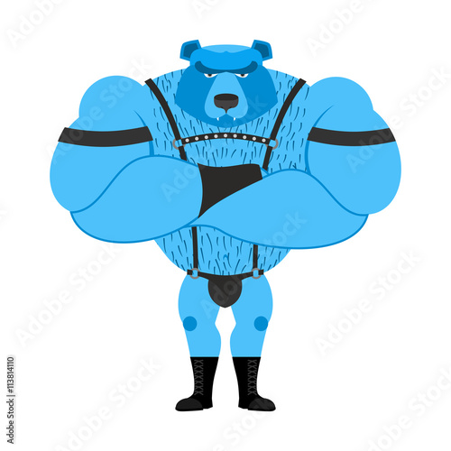 Gay bear symbol of sexual community. Big strong blue bear. Tons