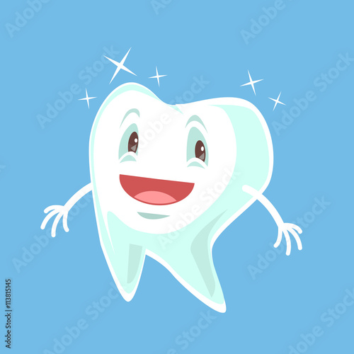 Healthy happy tooth character. Vector flat cartoon illustration