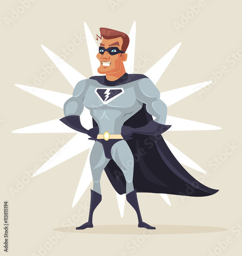 Superhero man. Vector flat cartoon illustration