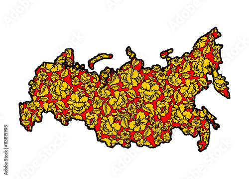 Map of Russian Khokhloma painting. Traditional Russian pattern.