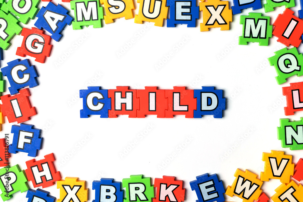 Fototapeta premium Puzzle Child on white background