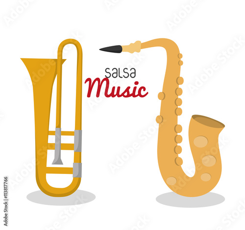Saxophone and trumpet icon. Music instrument. vector graphic
