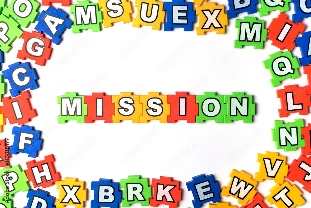 Puzzle mission on white background Puzzle mission on white background