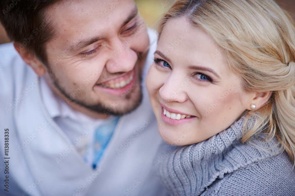 Close up portrait of happy smiling couple in love Close up portrait of happy smiling couple in love