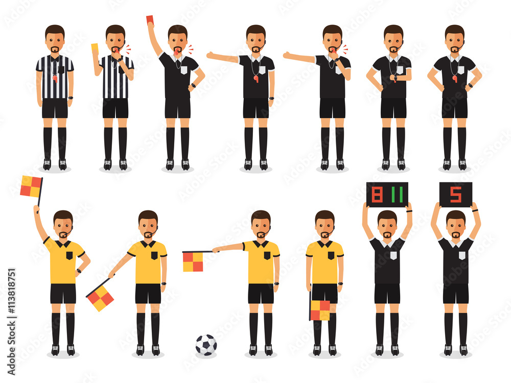 Naklejka premium Soccer referee character set