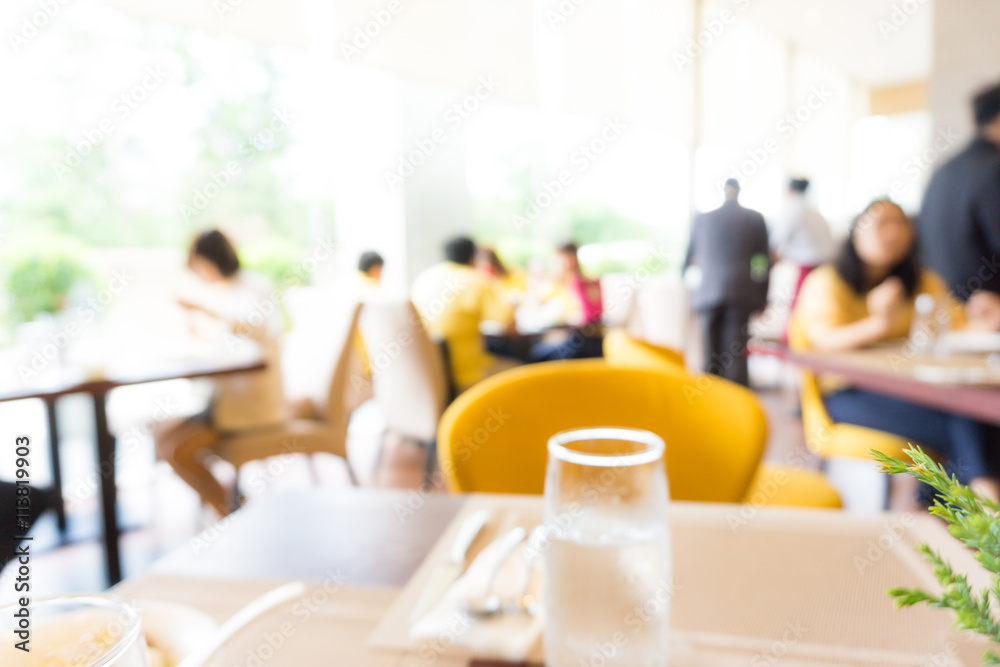 Blurred modern restaurant white sun light Blurred modern restaurant white sun light