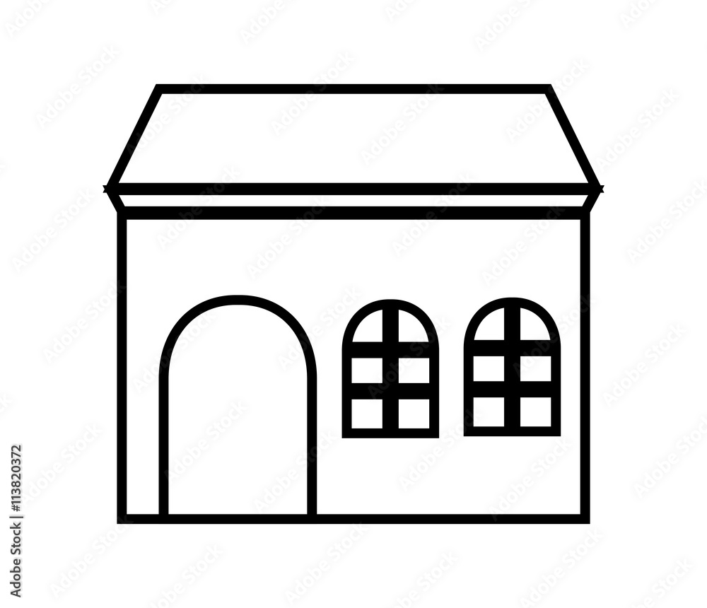 Home family. House with door and windows. silhouette design, vec Home family. House with door and windows. silhouette design, vec