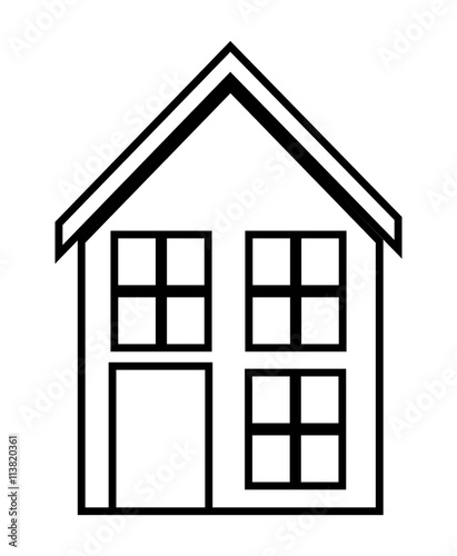 Home family. House with door and windows. silhouette design, vec