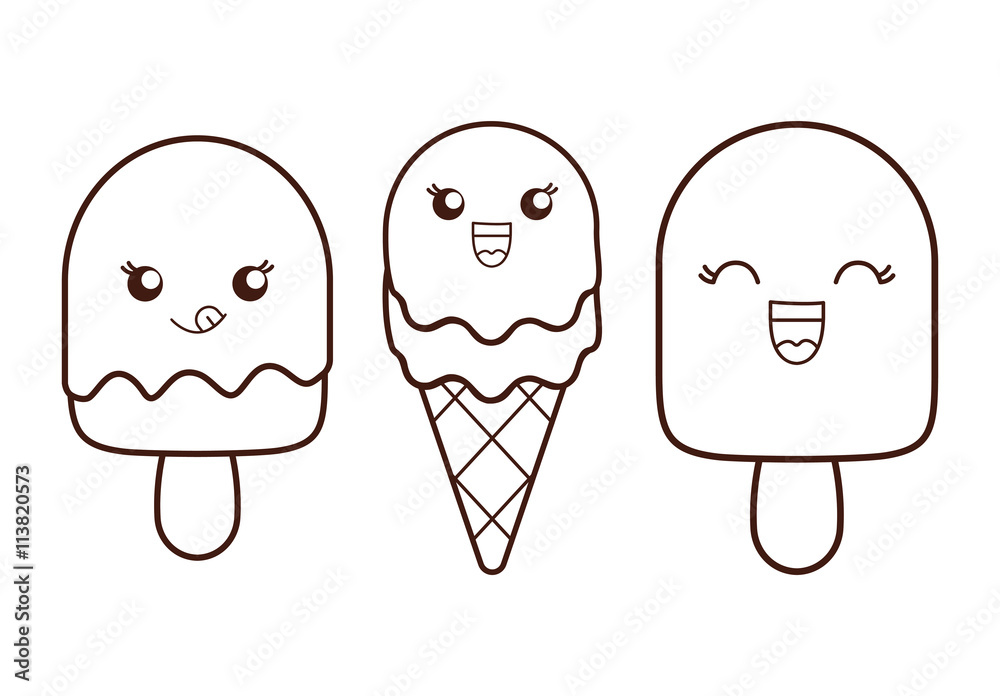 Ice cream desset. Happy cartoon face. vector graphic Ice cream desset. Happy cartoon face. vector graphic