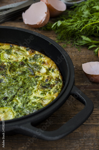baked omelet with zucchini and herbs
