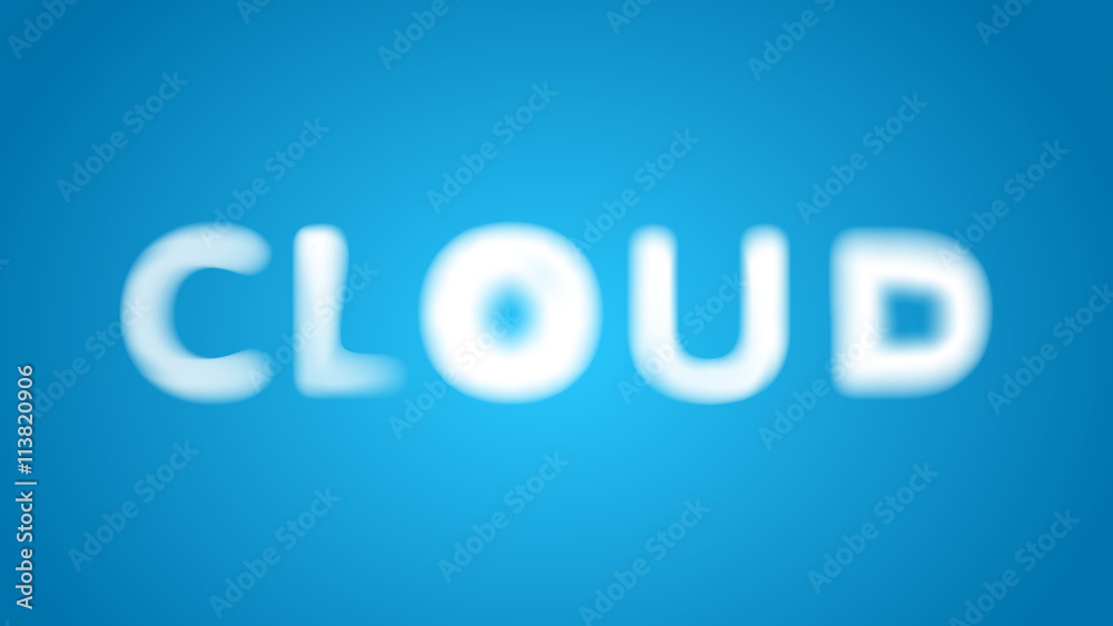 Realistic typographic clouds on blue sky background vector illustration