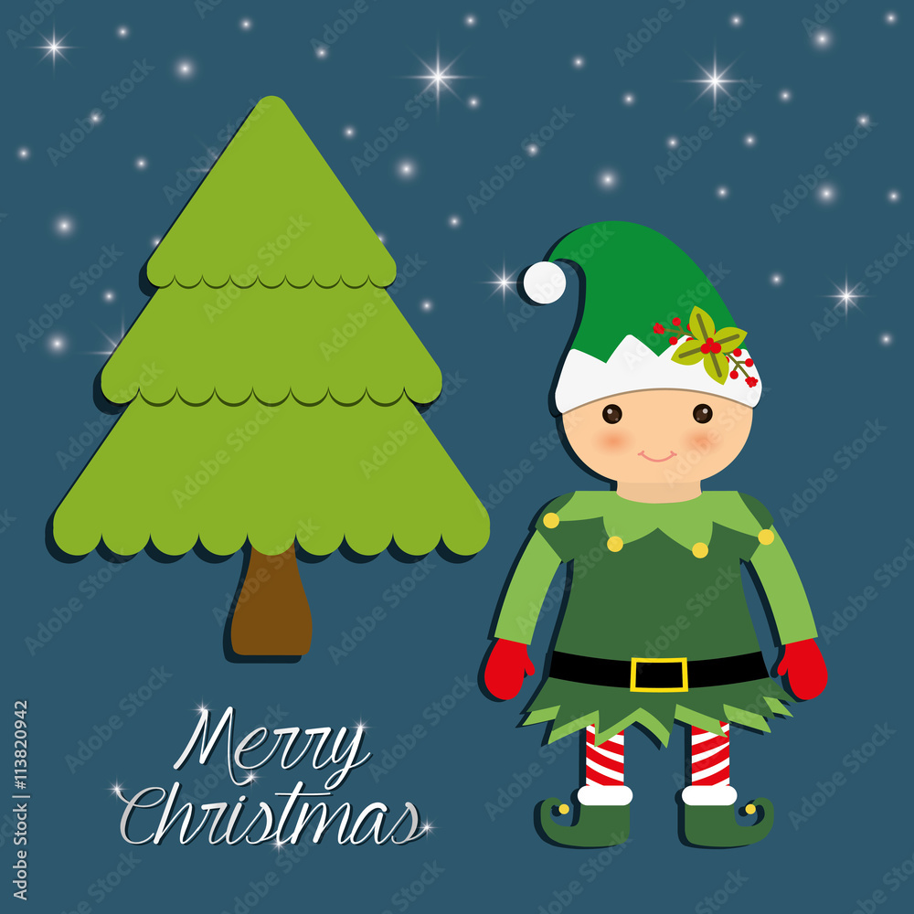 elf cartoon and pine tree icon. Merry Christmas design. vector elf cartoon and pine tree icon. Merry Christmas design. vector