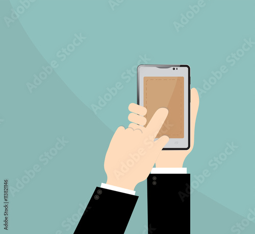 smart phone on Businessman hand.Business Concept Illustration