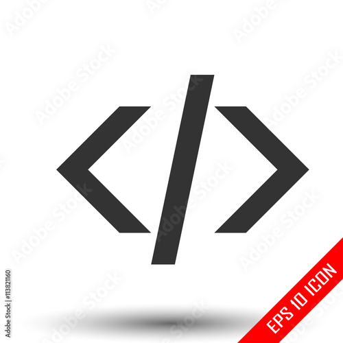 Coding icon. Sign of coding. Simple flat logo of code signs on white background. Vector illustration.