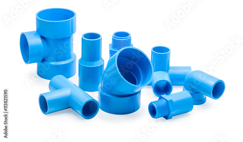 PVC pipe connections and Pipe clip isolated