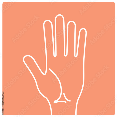 Hand. Line drawing. Hand palm. Vector stock