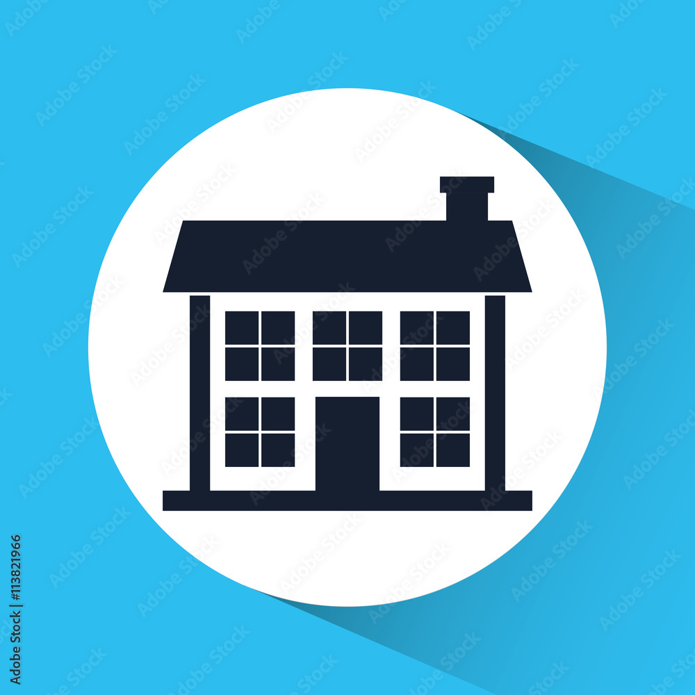 Family House. Home icon with door and windows, graphic design Family House. Home icon with door and windows, graphic design