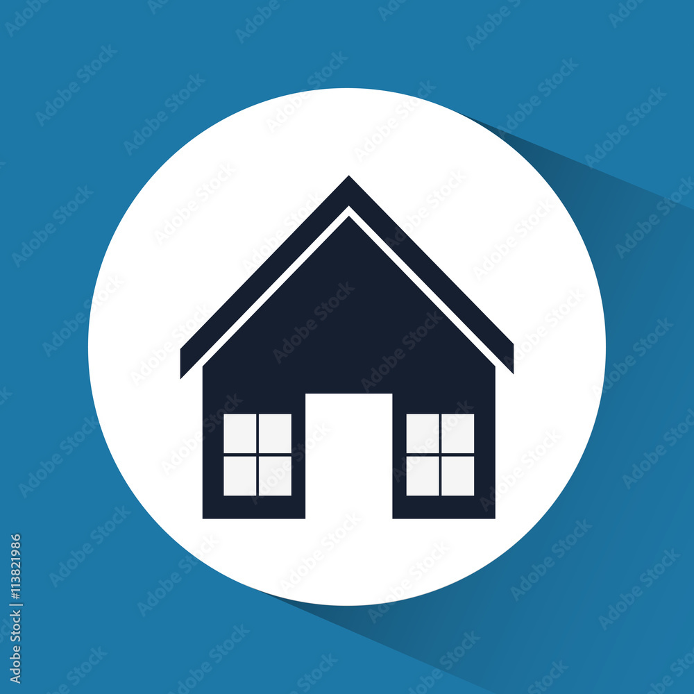 Family House. Home icon with door and windows, graphic design Family House. Home icon with door and windows, graphic design