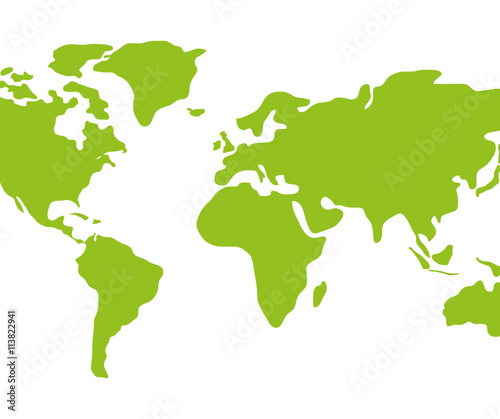 Earth icon. Green continents design. vector graphic