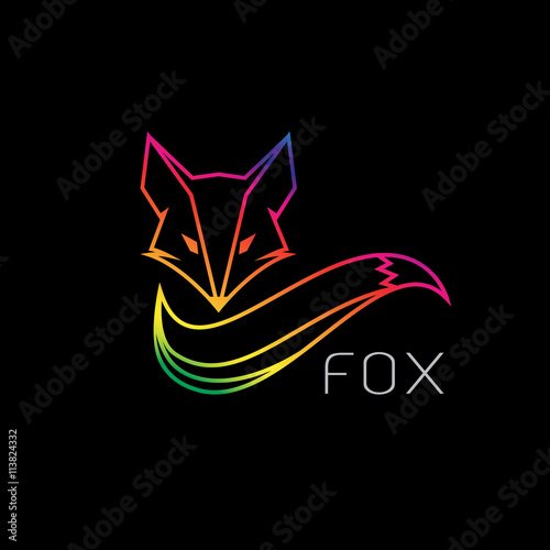 Vector image of an fox design on black background