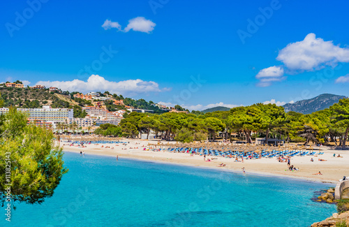 View to the beach of Santa Ponsa Majorca Spain Balearic Islands