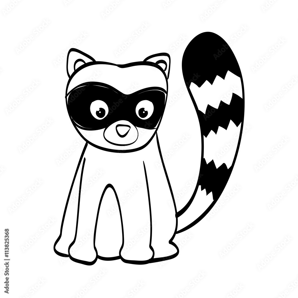 raccoon cartoon icon. cute animal design. vector graphic