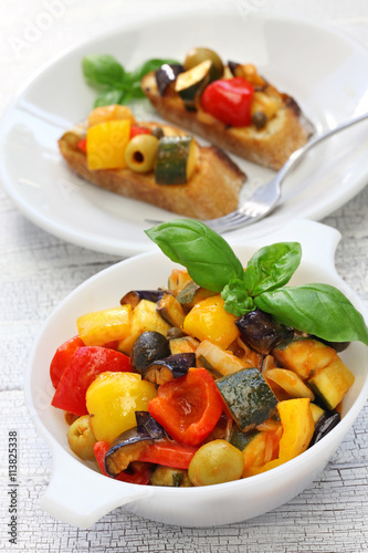 caponata, italian sicilian eggplant aubergine vegetable stew