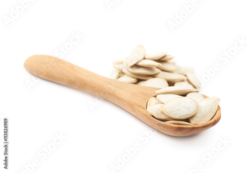 Pile of pumpkin seeds isolated