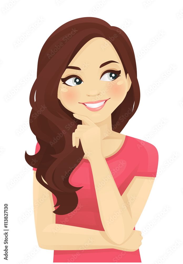 Cute thinking woman looking away isolated on white background Cute thinking woman looking away isolated on white background