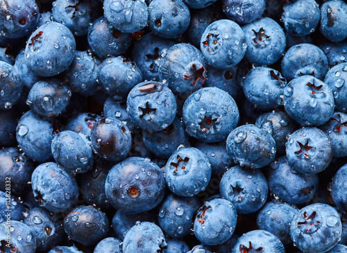 Photographie Blueberry avec des gouttes d&#39;eau
