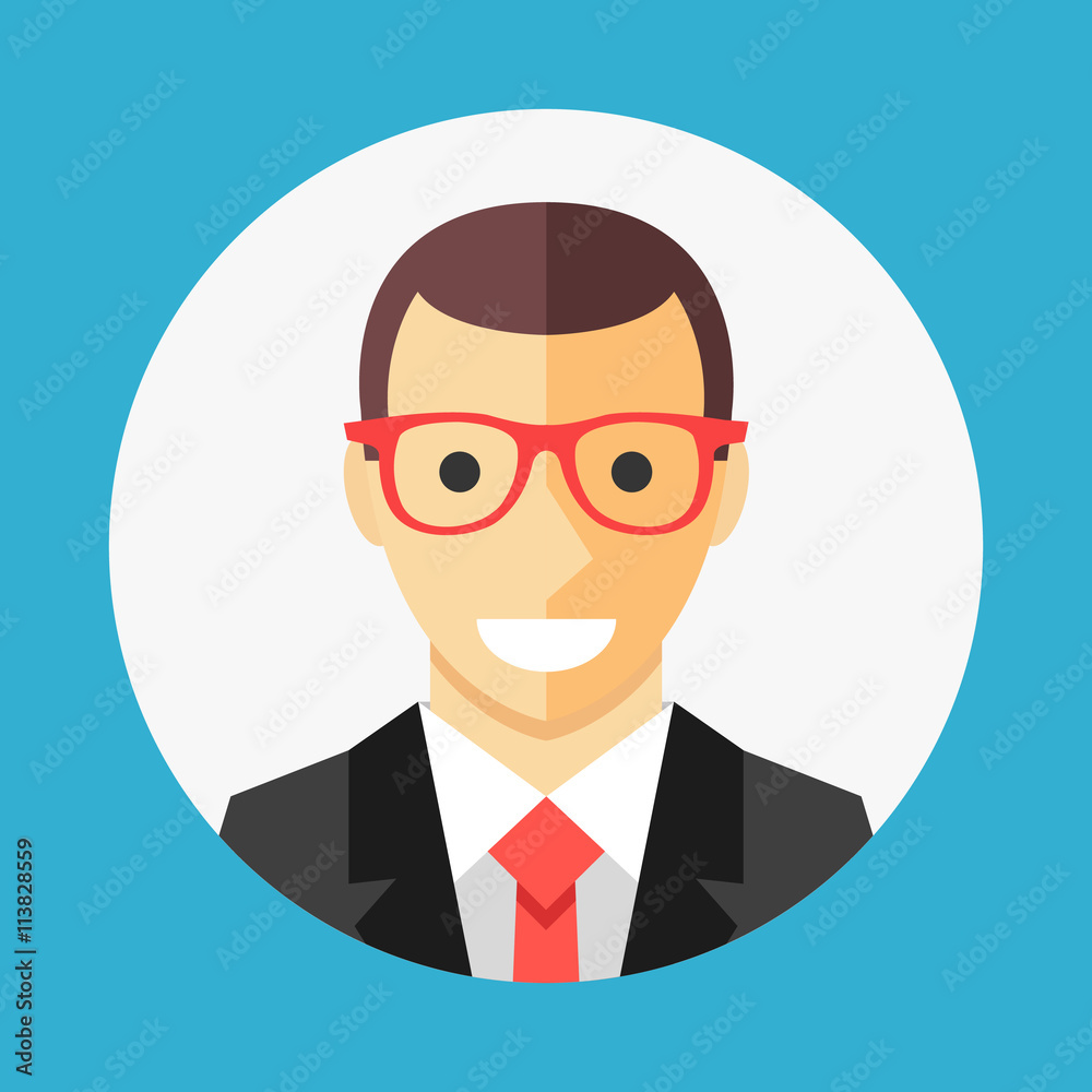 Vecteur Stock Vector businessman profile icon, man avatar picture in white  circle. Flat design graphic concept. Vector icon | Adobe Stock