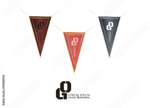 Pennant templates for sports symbol. Triangle shape vector banners.