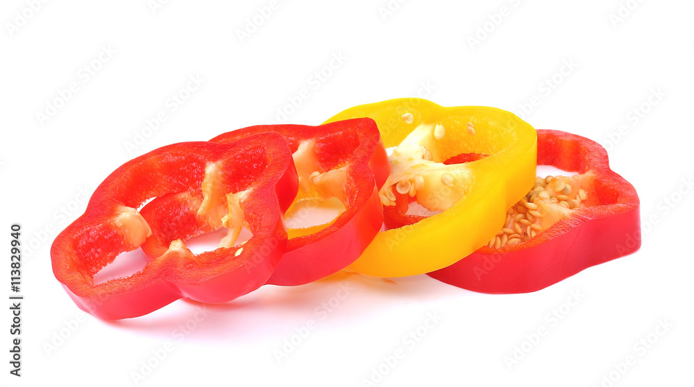 slice pepper on white background slice pepper on white background