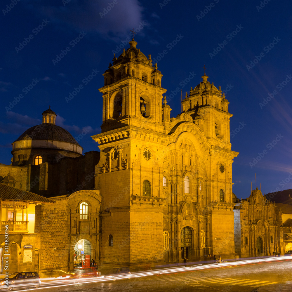 Cathedral at Plaza de las Armas at night Cathedral at Plaza de las Armas at night