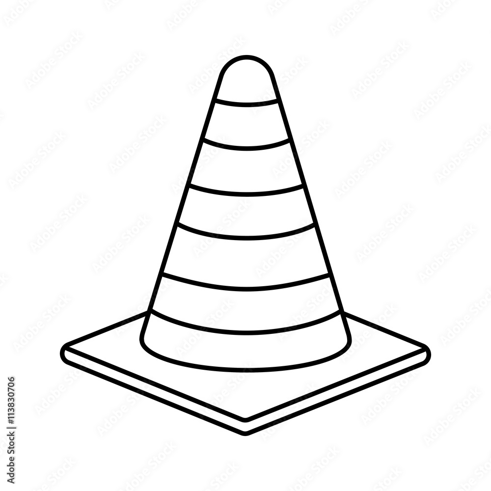 Striped Cone icon. Under construction design. vector graphic Striped Cone icon. Under construction design. vector graphic