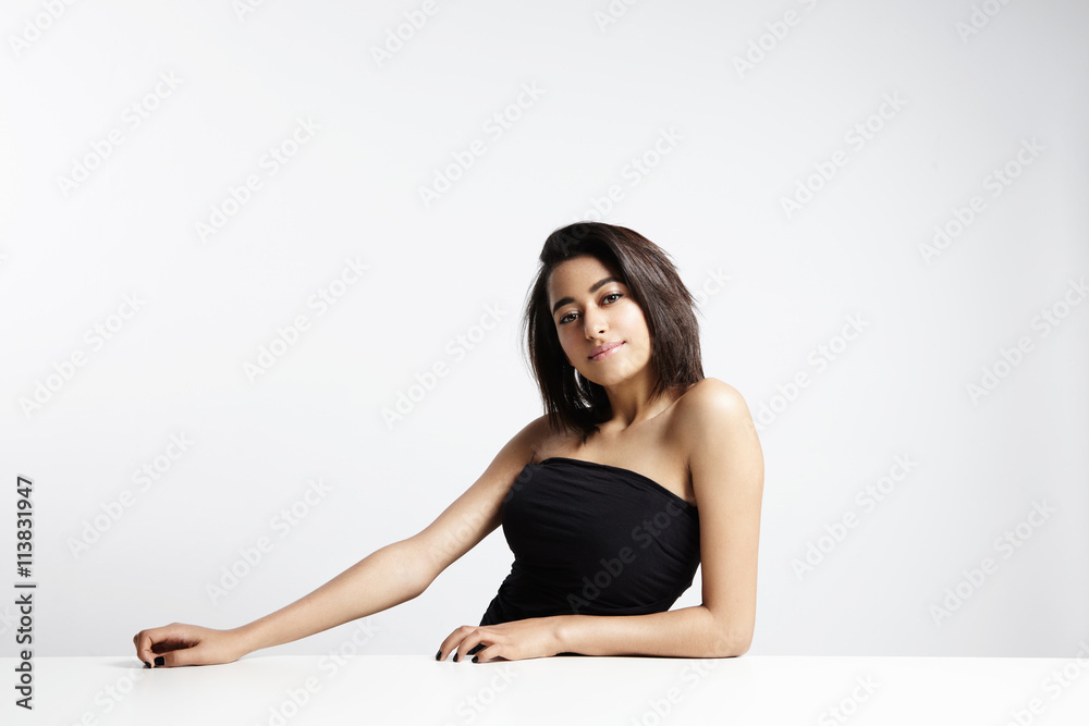beauty woman on a white space at table beauty woman on a white space at table