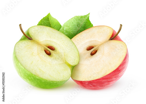 Two isolated apple halves photo