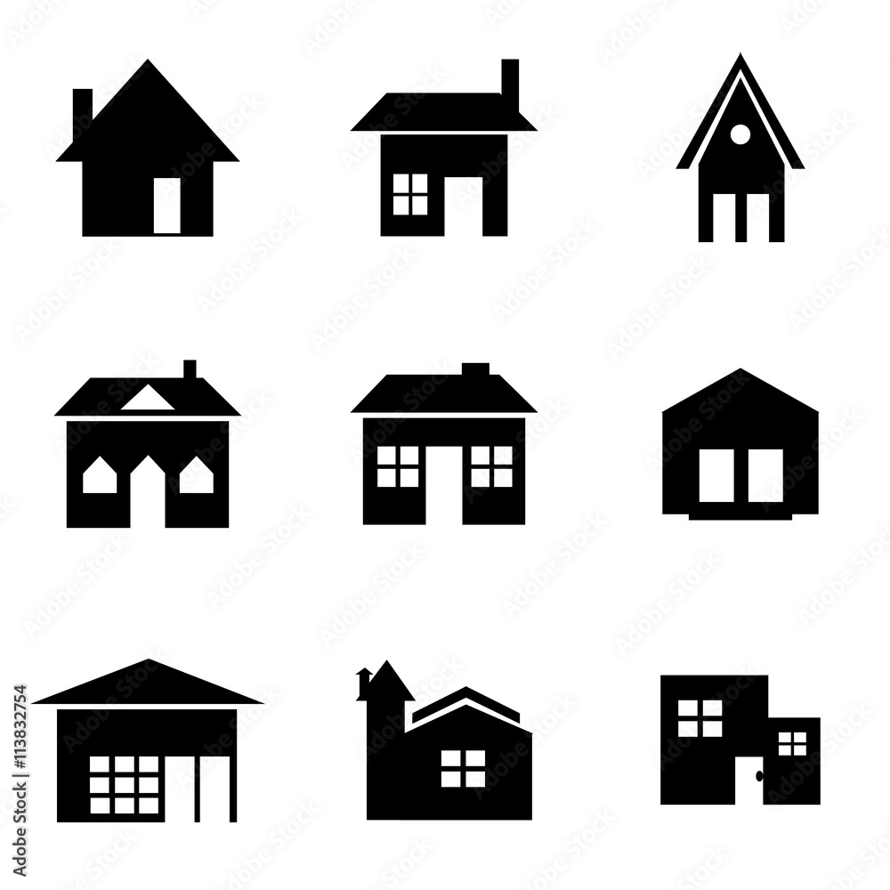 Houses icons set. Real estate. Vector