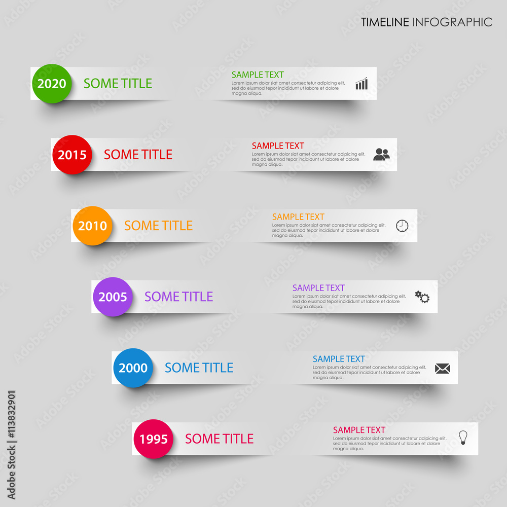 Time line info graphic with bent gray stripes Time line info graphic with bent gray stripes
