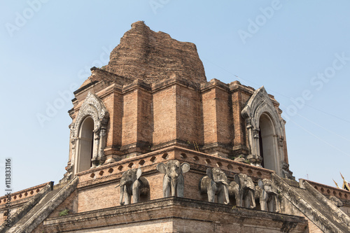 Ancient Pagoda build from brick at Wat Chedi Luang. Old temple i