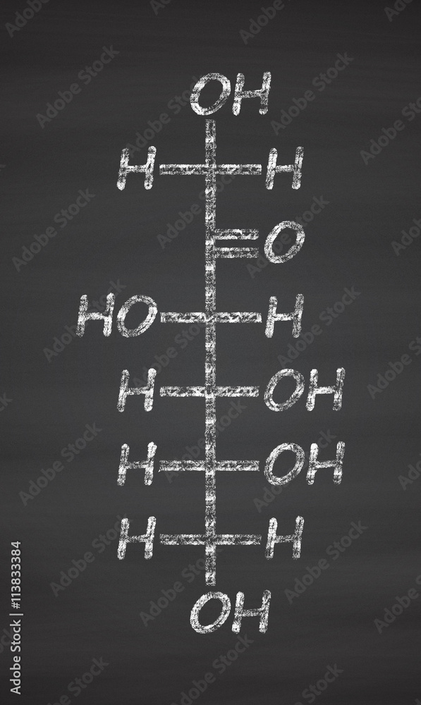 Fructose (Dfructose) fruit sugar molecule. Component of highfructose