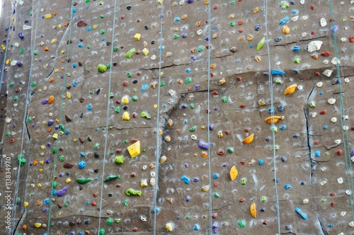 A rock climbing practice wall photo