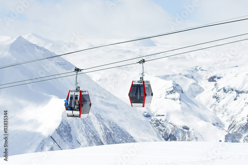 The gondola lift to the ski resort