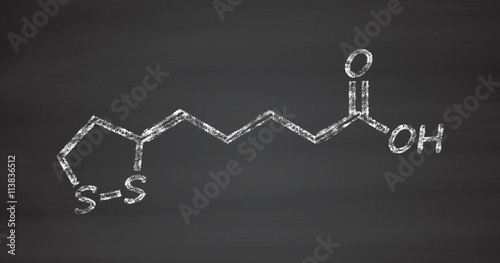 Lipoic acid enzyme cofactor molecule. Present in many nutritiona photo