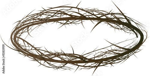 Cross of thorns, vector illustration, symbol of the passion of Jesus Christ and Lent season.