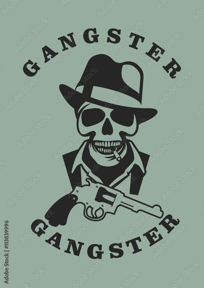 Skull in hat gangster